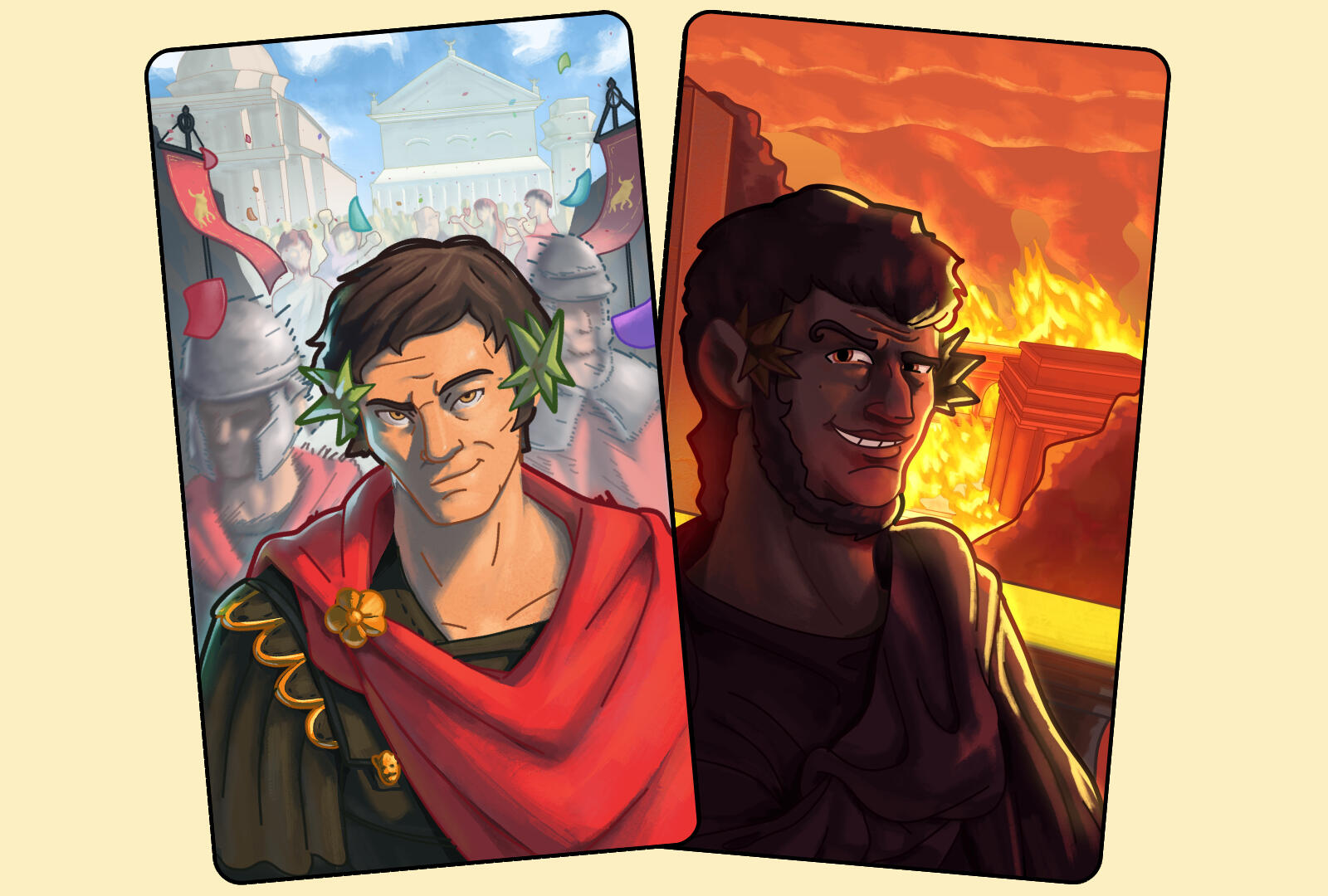 Character cards Caesar and Nero