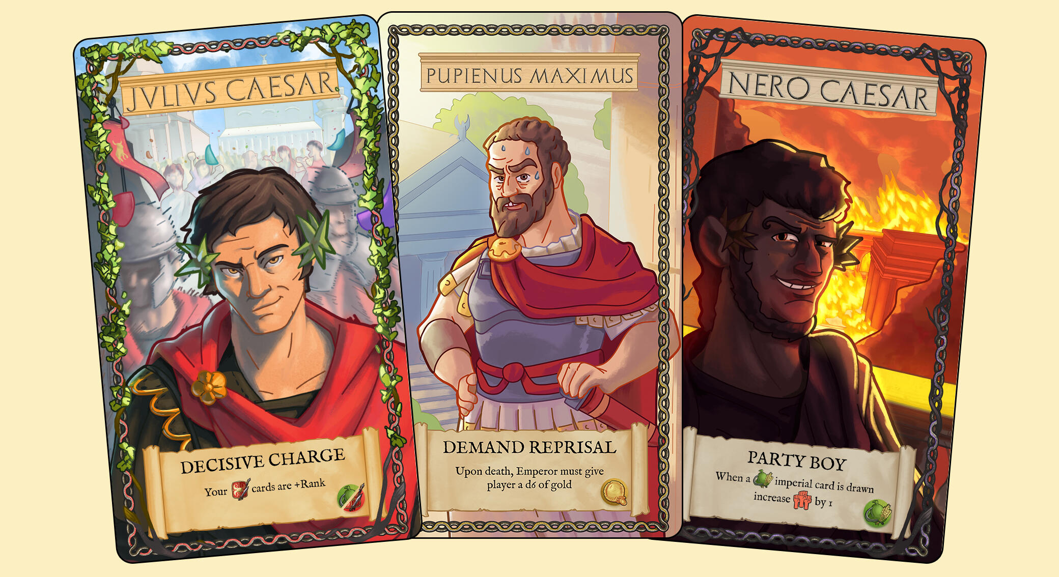 Character cards Caesar and Nero