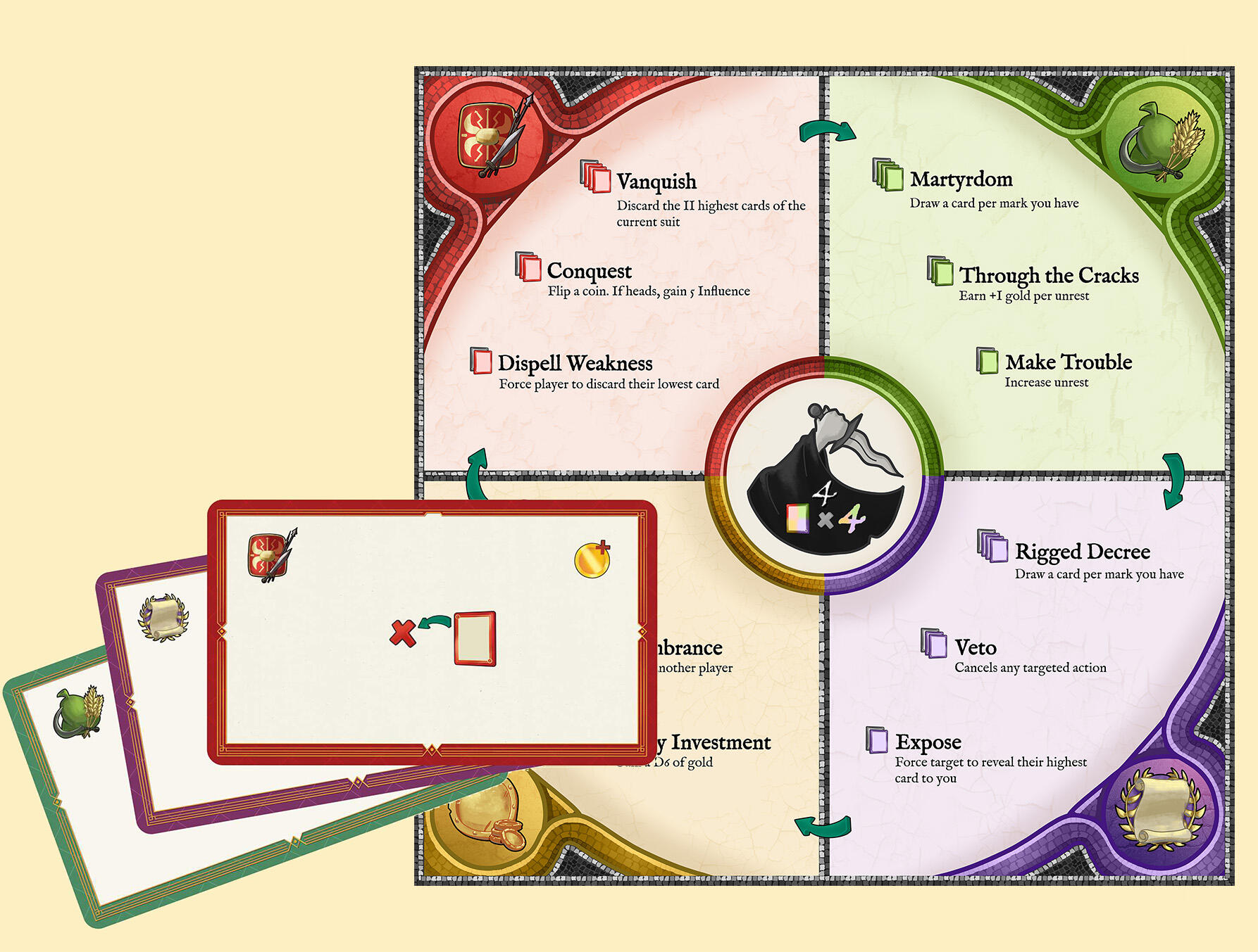 Enlarged suit cards